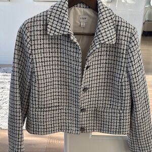 J. Crew Women's Black and White Checkered Blazer